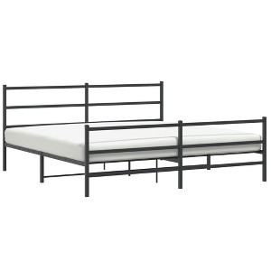 vidaXL King Size Black Metal Bed Frame - Powder-Coated Steel with Headboard, Footboard, Slat Base, and Under-Bed Storage Space - 1 of 4