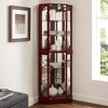 Vynxaria Elegant Corner Curio Cabinet with Mirrored Back & Adjustable Glass Shelves - 2 of 4