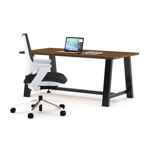 Mia Office Desk With Chair Walnut White Olio Designs Target