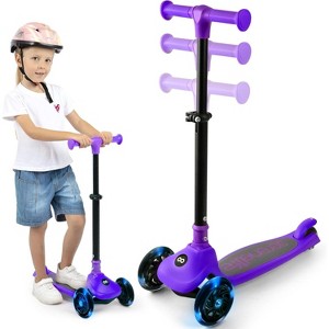 SereneLife 3-Wheel Foldable Kid Kick Scooter - Adjustable Handlebar, LED Lights - 1 of 4