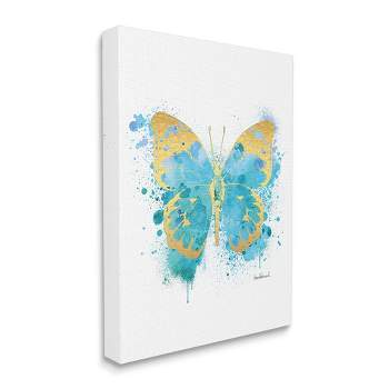 Stupell Industries Abstract Butterfly Turquoise Blue Paint Splatter