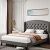 Bed Frame, Soft Velvet Upholstered Platform Bed Frame with Wingback Headboard and Button Tufted Design, Wood Slat Support - 2 of 4