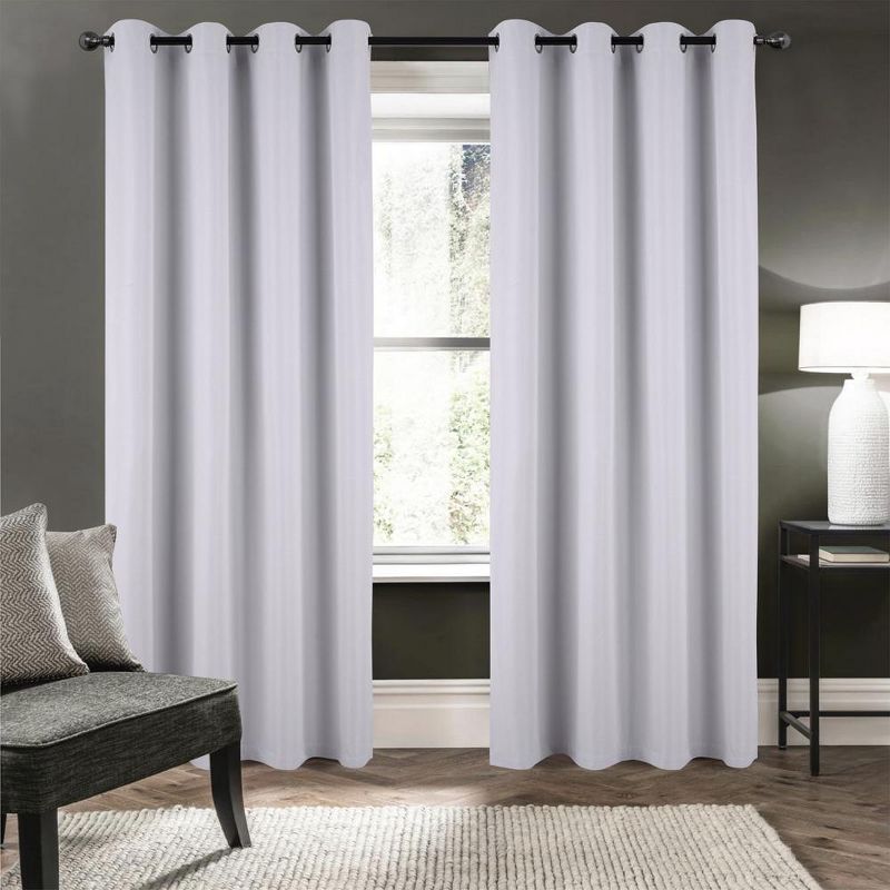 RT Designers Collection Barron 100% Blackout Grommet Curtain Panel 54" x 90" White, 1 of 5
