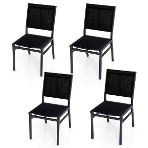 Tangkula 4PCS Outdoor Dining Chairs w/ Breathable Seat Backrest Heavy-Duty Aluminum Frame - 1 of 4
