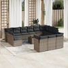 vidaXL Garden Sofa Set Grey, Dark Grey PE Rattan, Tempered Glass, Fabric - 2 of 4