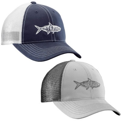 Bass Fish Fishing Hat Beige Black Hook Loop Baseball Cap