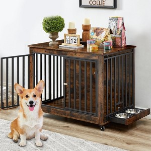 Curated visual reference: Picture Idea: Furniture Style Dog Crate Heavy Duty Dog Crate With Feeding