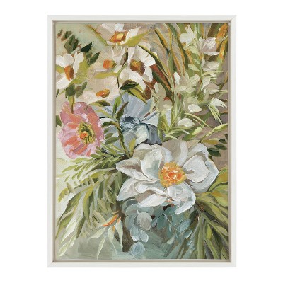 White Framed Floral Canvas Print, 18" x 24"