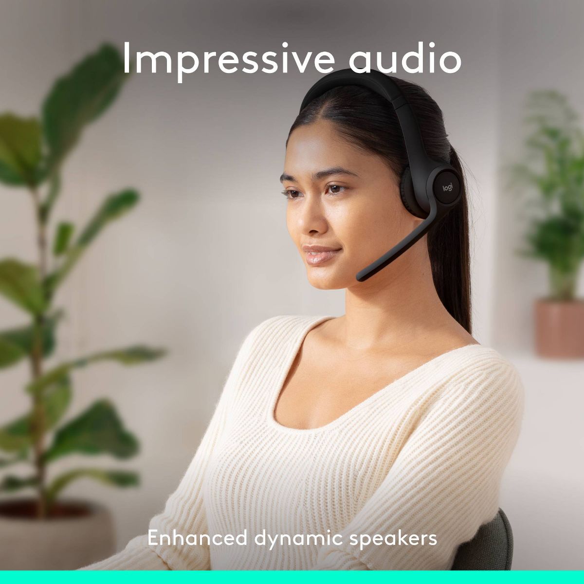 Logitech Zone 300 Bluetooth Wireless Headset - Black: Hands-Free, Multi-Pairing, USB-C - thumbnail 3