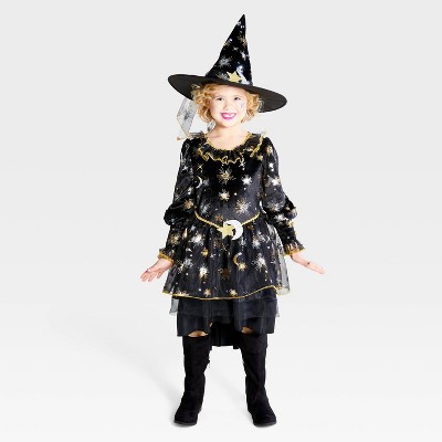 Girls Mystery Witch Costume Kids Halloween Party Dress 