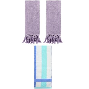 REGALWOVEN 3 Packs Cotton Absorbent Soft Decorative Bathroom Hand Towel Set - 1 of 4