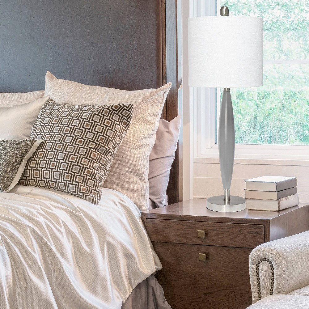 Stylus Table Lamp with Fabric Shade Gray - Lalia Home: Brushed Nickel, UL Listed, No Assembly Required