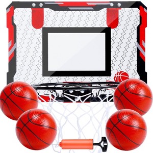 Skirfy Basketball Hoop for Kids, Over The Door Mini Basketball Hoops, Indoor Basketball Set for with 4 Balls, Red - 1 of 4