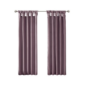 Gracie Mills Elroy Twist Tab Lined Faux Silk Window Curtain Panel - 1 of 4