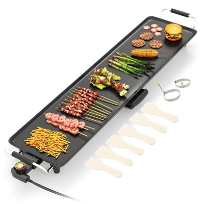Tangkula 35" Extra Large Electric Griddle Portable Teppanyaki Grill with 4-Level Thermostat Control & Removable Drip Tray