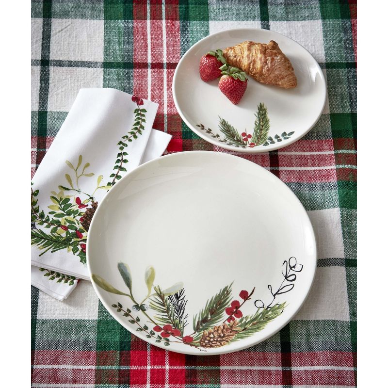 tagltd Winter Sprig Collection with Red Holly Stoneware Appetizer Plate 7.5 inch., 3 of 4