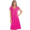 Collections Etc Silky Lace Trim V-Neckline Knee-Length Nightgown with Flutter Lace Sleeves - 2 of 3