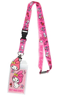 Sanrio My Melody Id Badge Holder Lanyard W/ 2 Character Head