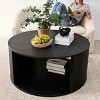 40'' Round Coffee Table with Storage Shelf, Large Low Table with Double Pedestal Base for Living Room-Maison Boucle - 3 of 4