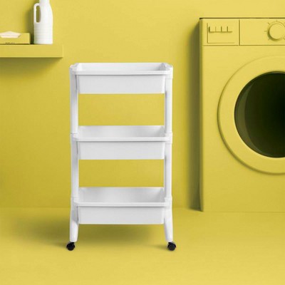 White 3-Tier Utility Rolling Storage Cart Set