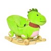 Baby Rocking horse Kids Interactive 2-in-1 Plush Ride-On Toys Stroller Rocking Dinosaur with Wheels and Nursery Song-3irtyhousy - 3 of 4