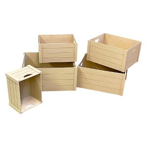 Essential Decor & Beyond 5-Piece Set Natural Wooden Crate Storage - 1 of 1
