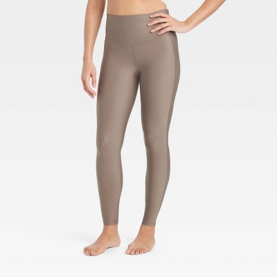 Women's Seamless High-Rise Rib Leggings - All In Motion™ Taupe XXL 1 ct