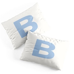 Deny Designs Standard April Lane Art Block Blue Monogram B Microfiber Printed Pillow Sham - 1 of 3