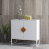 GlasFlength Decorative Storage Cabinets with 2 doors and storage sideboard, for Living Room, Entryway, Kitchen, White, 31.77"*15.74"*28.34" - 4 of 4