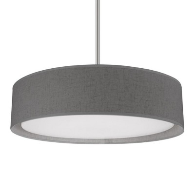 Dalton Brushed Nickel 20" LED Drum Pendant with Textured Linen Shade