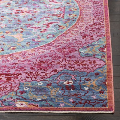 Turquoise and Fuchsia Floral Medallion 8' x 10' Area Rug