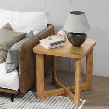Aydan Wood Grain Tabletop Rectangle Side Table for Living Room Small End Table