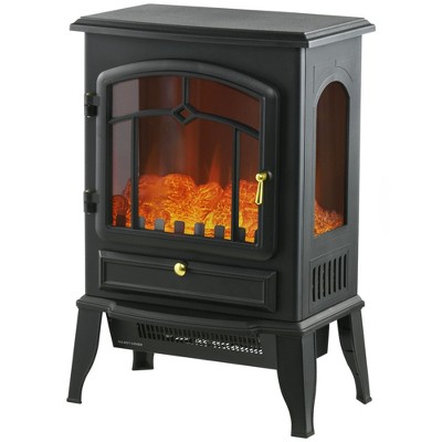 NicBex 22 Inch Electric Fireplace with 3D Realistic Flame & Adjustable Temperature Freestanding Heater Fireplace 1500W Heat,Black