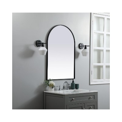 Black Metal Arch Wall Mirror with Vertical Mount
