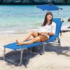 Costway Foldable Lounge Chair Outdoor Adjustable Beach Patio Pool Recliner with Sun Shade - 2 of 4
