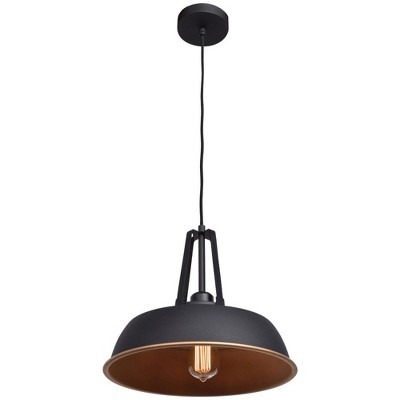 Matte Black and Gold Glass Pendant Light