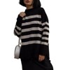 Coolmee Fall Sweaters for Women Striped Oversized Fashion Long Sleeve Crewneck Stripe Cozy Knit Pullover Tops Cute Winter Clothing - 2 of 4
