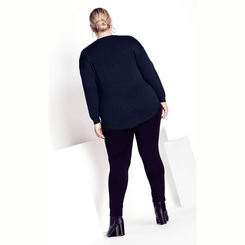 Women's Plus Size Tully Curved Hem Sweater - Midnight | AVENUE, 4 of 7