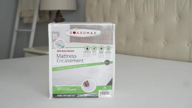 Guardmax Waterproof Mattress Protector Encasement with Zipper - White, 2 of 12, play video