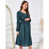 Maternity Velvet Dress V Neck Long Sleeve High Waisted Midi Dress Baby Shower Photoshoot - 4 of 4
