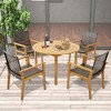 Tangkula 5 PCS Patio Dining Set Round Acacia Wood Table 4 Wicker Armchairs Outdoor Garden - 2 of 4