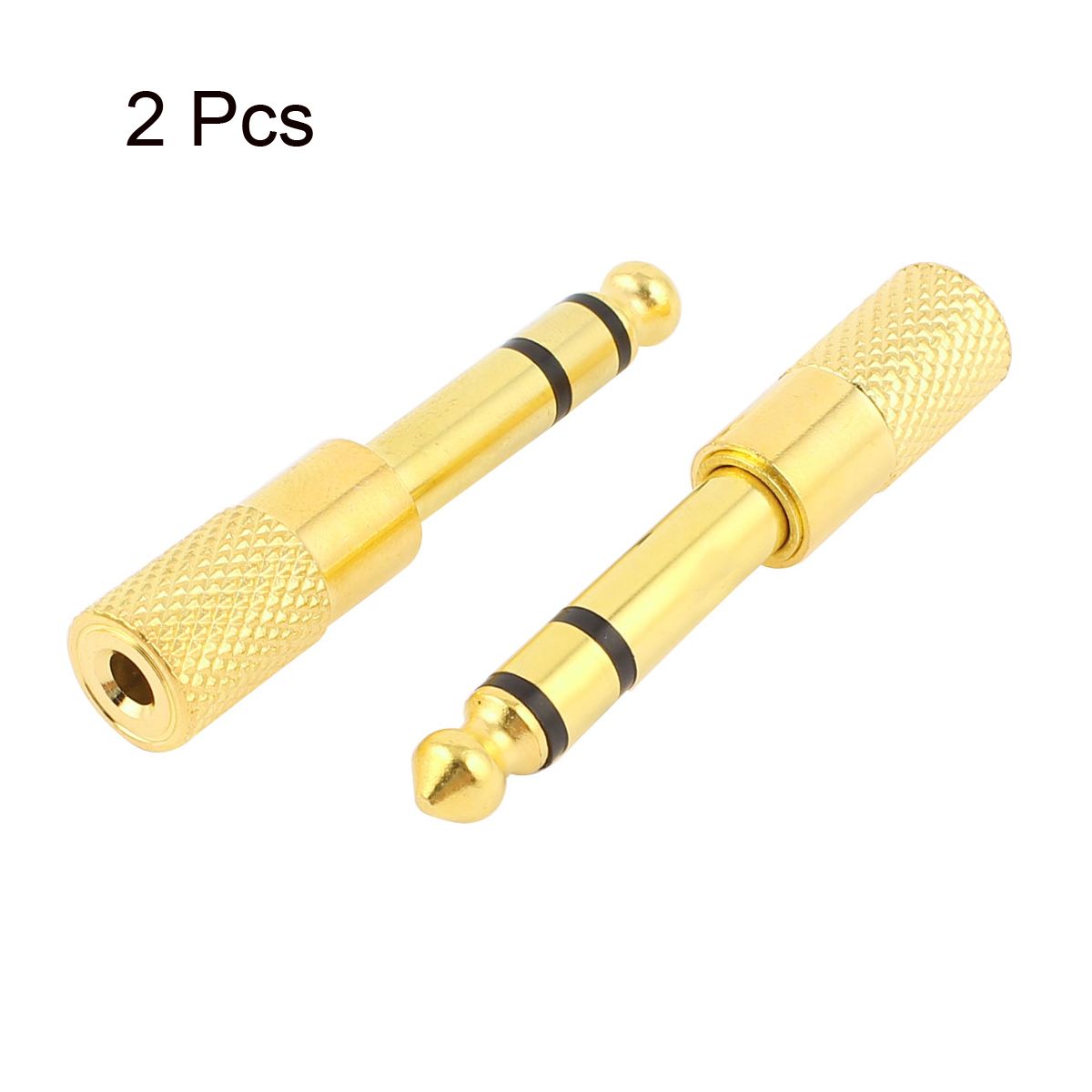 Unique Bargains Metal Gold Tone Black Adapter 2 Pcs - thumbnail 2