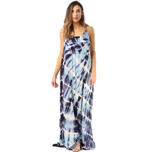 Riviera Sun Womens Maxi Dress  Tie Die Spaghetti Strap Long Sundress  Summer Dresses - 1 of 3