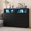 Wooden Dressers for Bedroom with 8 Drawers, Solid Wood Dresser with LED Lights and Outlet, Deep Drawer Dresser TV Stand for 55 Inch, Wide Dressers - 4 of 4
