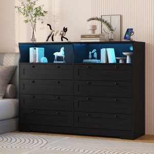 Dresser for Bedroom, Large Wooden Dresser with 6/8 Drawer, 55 Inch Tv Stand Dressers for Bedroom with Power Outlet, Wide Dressers & Chests of Drawers - 1 of 4