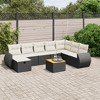 vidaXL Patio Sofa Set with Cushions Outdoor Furniture 9 Piece Poly Rattan - Black and Cream without Storage - 2 of 4