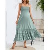Sleeveless Maternity Dress Women's Summer Spaghetti Strap Smocked Tiered Flowy Maxi Dress for Baby Shower Photoshoot - 3 of 4