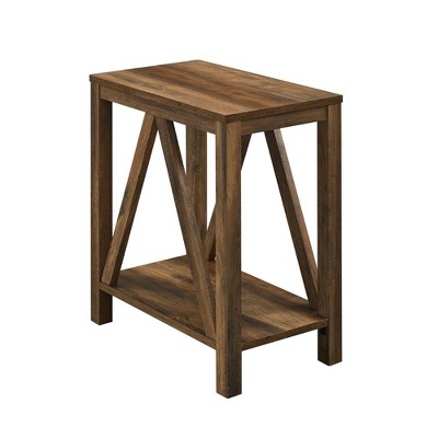 Taylen A Frame Farmhouse Open Storage Side Table Reclaimed Barnwood - Saracina Home