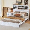 NicBex Queen Vintage Wood Platform Bed Frame with Storage Headboard and Charging Station,No Box Spring Needed,White/Walnut/Gray - 3 of 4