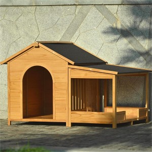 Whisen 60" Large Wooden Dog House Dog Crate with Asphalt Roof and Elevated Floor - 1 of 4